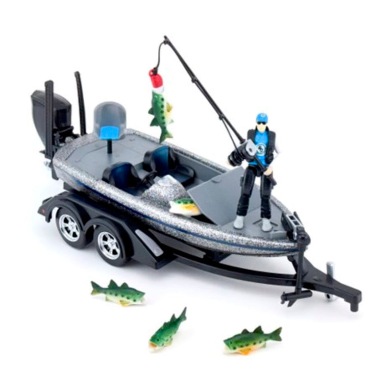 Big Country Toys Bass Fishing Boat Silver Metal Flake