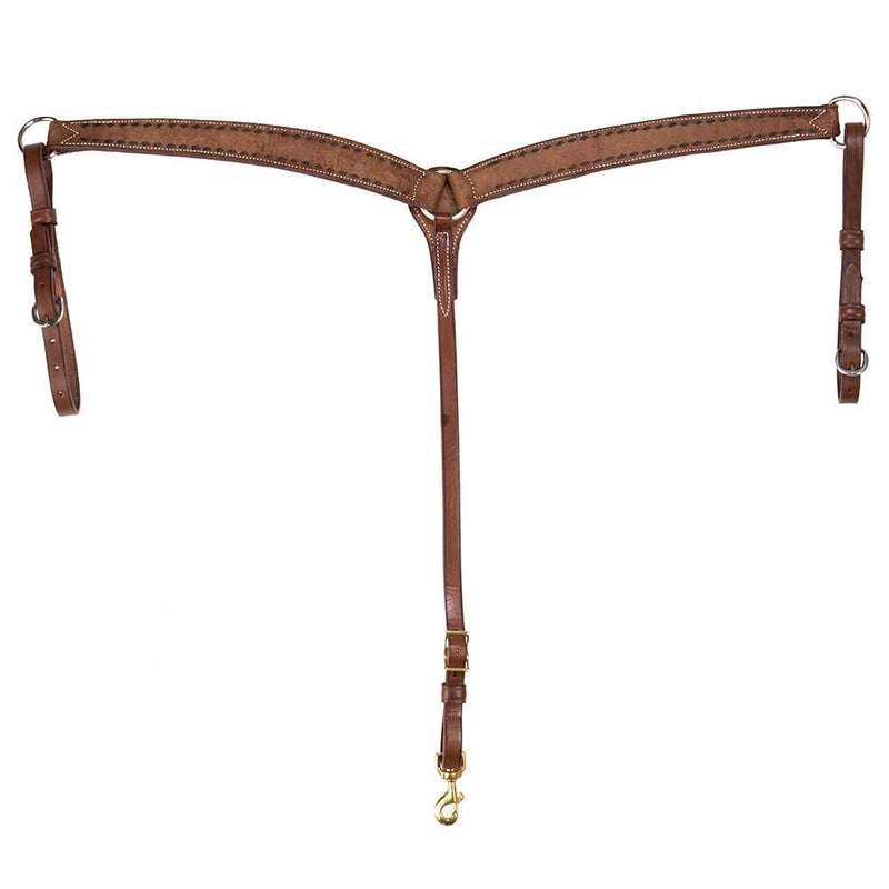 NRS 1-3/4in Black Buckstitch Chocolate Rough Out Breast Collar