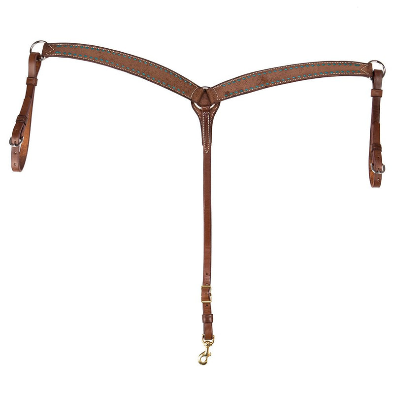 NRS Turquoise Buckstitch Chocolate Roughout Breast Collar