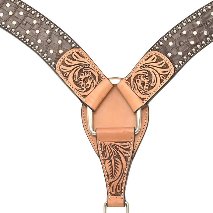 Rafter T Ranch Company Brown Gator Crystal Breast Collar
