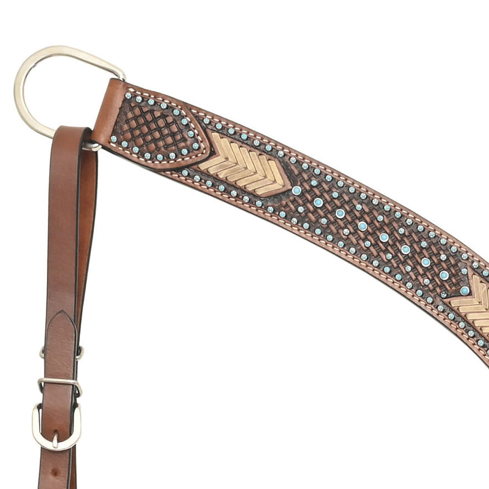 Rafter T Ranch Co. Rope Halter with Basket Tooling, Rawhide Weaving, Turquoise Beads main image 1