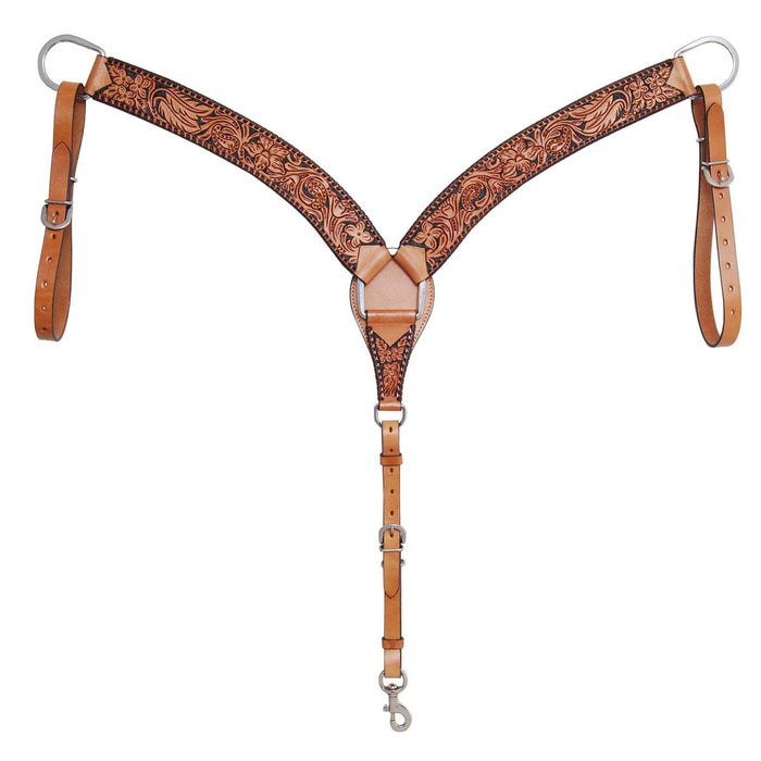 Rafter T Ranch Company Floral and Brown Whipstitch 3 Inch Contoured Breast Collar