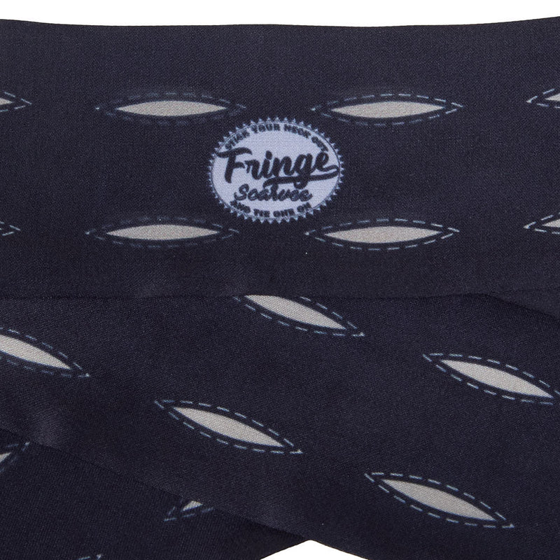 Fringe Scarves Buck Stitch Black Twilly