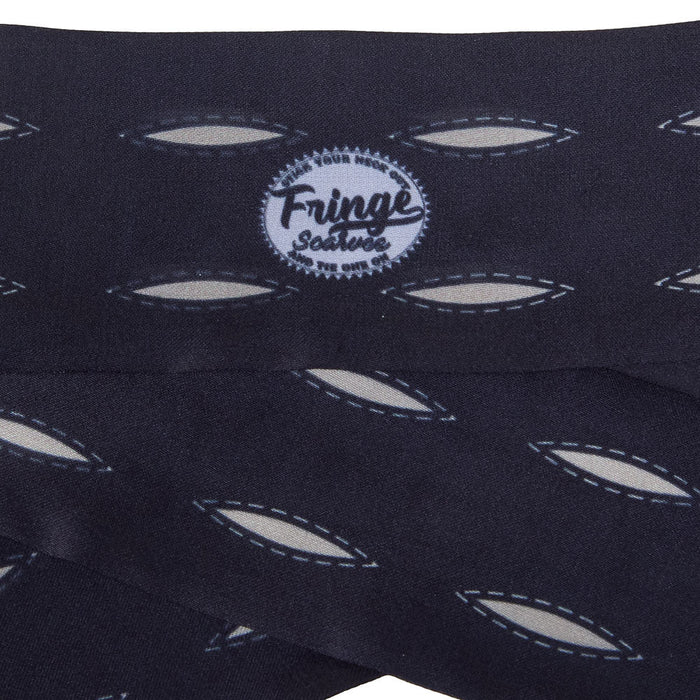 Fringe Scarves Buck Stitch Black Twilly
