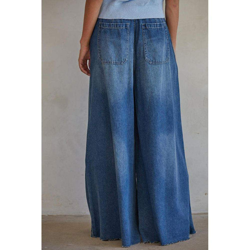 By Together Apparel Women's Dark Denim Bell Jar Pants