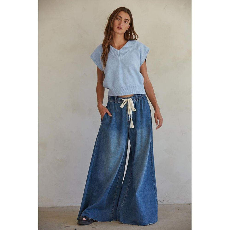 By Together Apparel Women's Dark Denim Bell Jar Pants