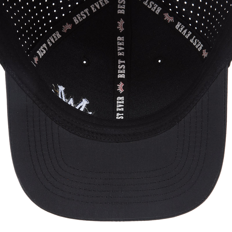 Best Ever Pads Black and White Embroidered Crown Cap
