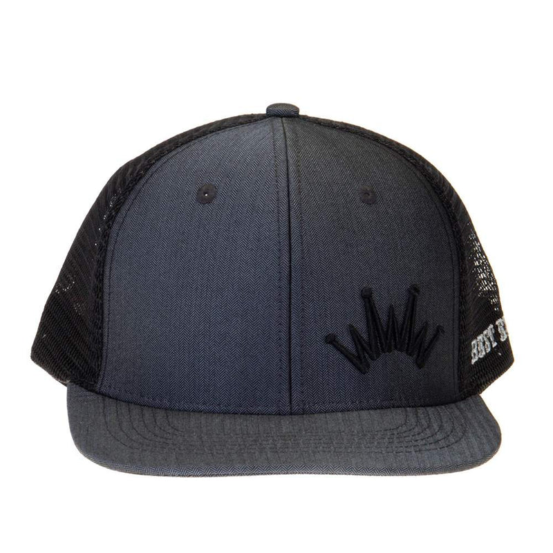 Best Ever Pads Saddle Charcoal Herringbone Black Embroidered Logo Mesh Back Trucker Cap