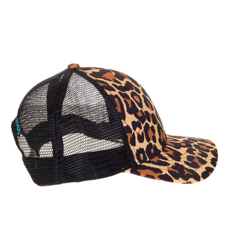 Best Ever Pads Leopard Print Embroidered Logo Mesh Back Trucker Cap