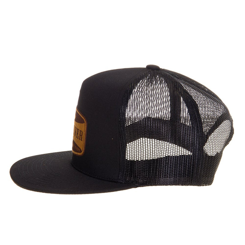 Best Ever Pads Black Flat Brim Leather Logo Patch Mesh Back Trucker Cap