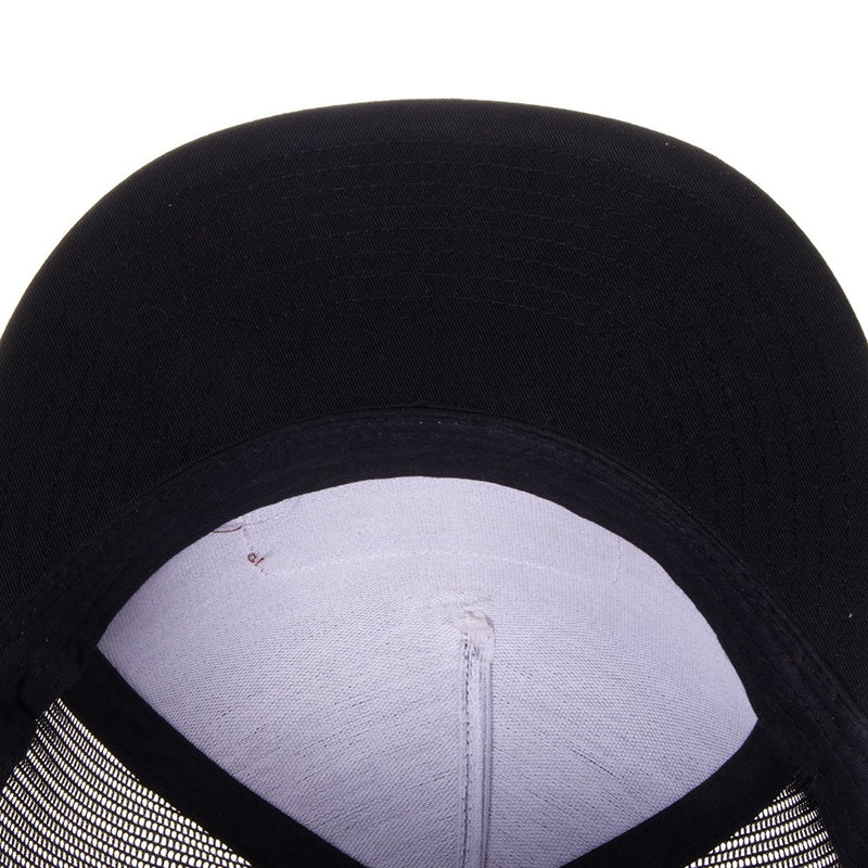 Best Ever Pads Black Flat Brim Leather Logo Patch Mesh Back Trucker Cap