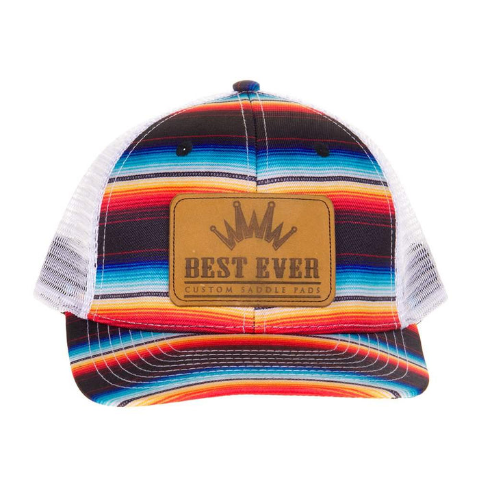 Best Ever Pads Saddle Serape Print Leather Logo Patch Mesh Back Trucker Cap