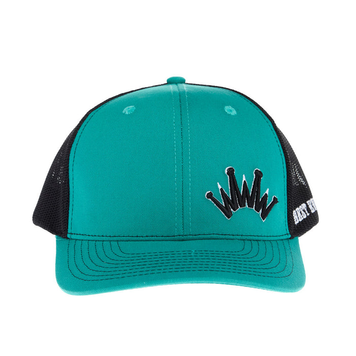 Best Ever Pads Turquoise Black Embroidered Crown Trucker Cap