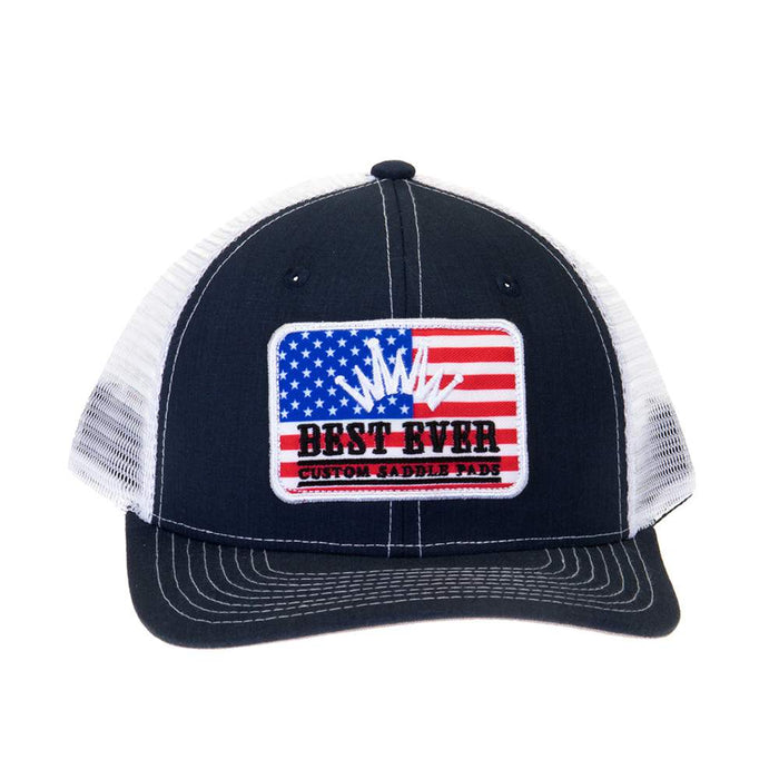 Best Ever Pads Saddle Ride With The Best USA Flag Embroidered Patch Trucker Cap