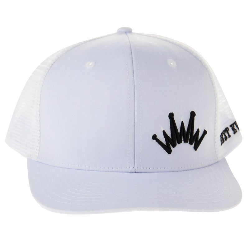 Best Ever Pads Saddle Black Embroidered Crown White Mesh Back Trucker Cap