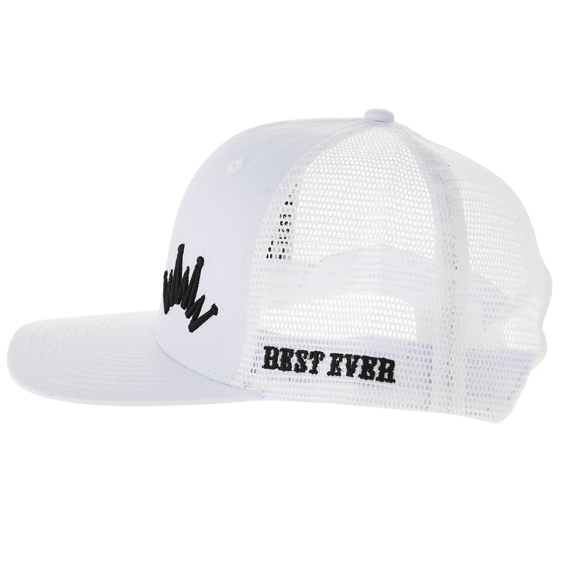 Best Ever Pads Saddle Black Embroidered Crown White Mesh Back Trucker Cap