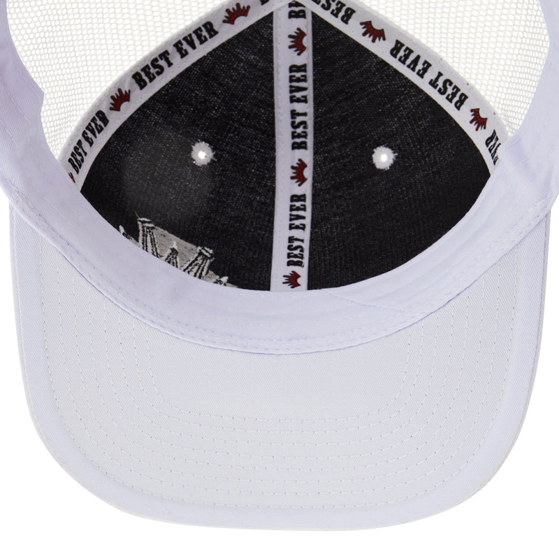 Best Ever Pads Saddle Black Embroidered Crown White Mesh Back Trucker Cap