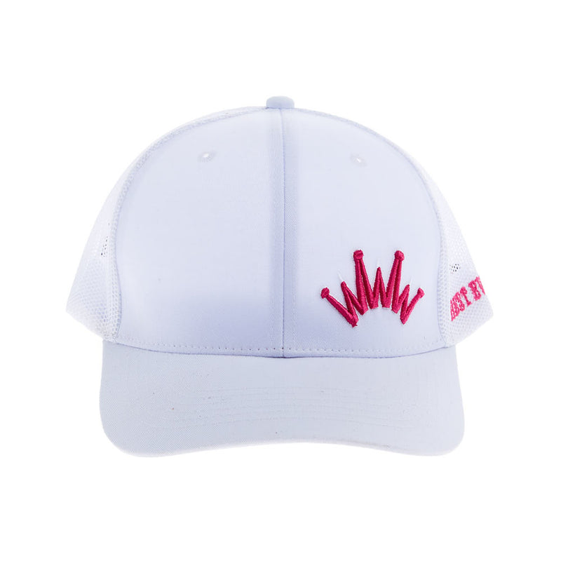 Best Ever Pads White Meshback with Pink Embroidered Logo Trucker Cap