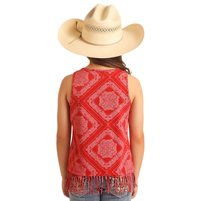 Rock & Roll Denim Girl's Bandana Fringe Tank