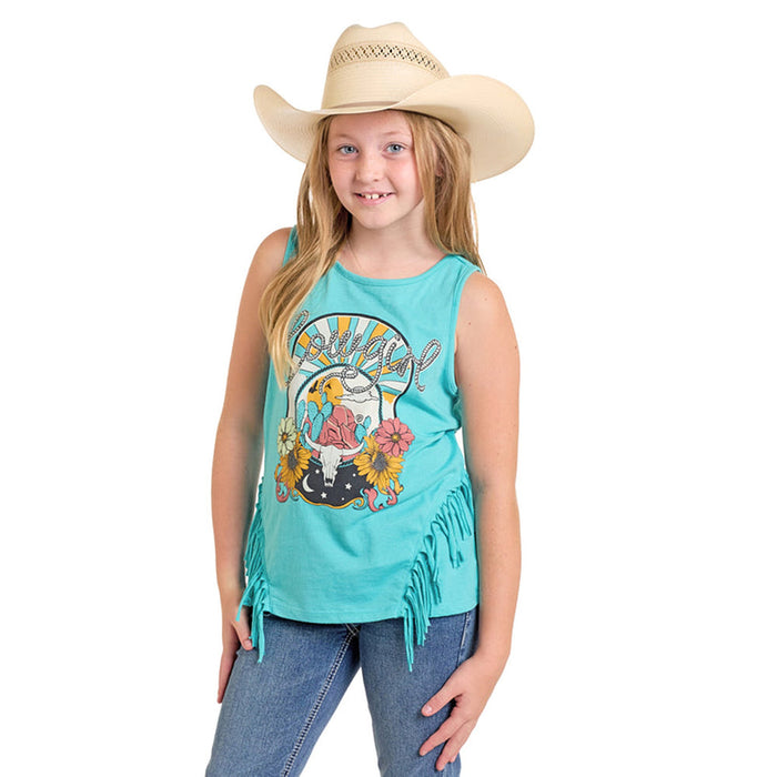 Rock & Roll Denim Girl's Turquoise Fringe Tank