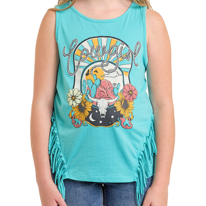 Rock & Roll Denim Girl's Turquoise Fringe Tank