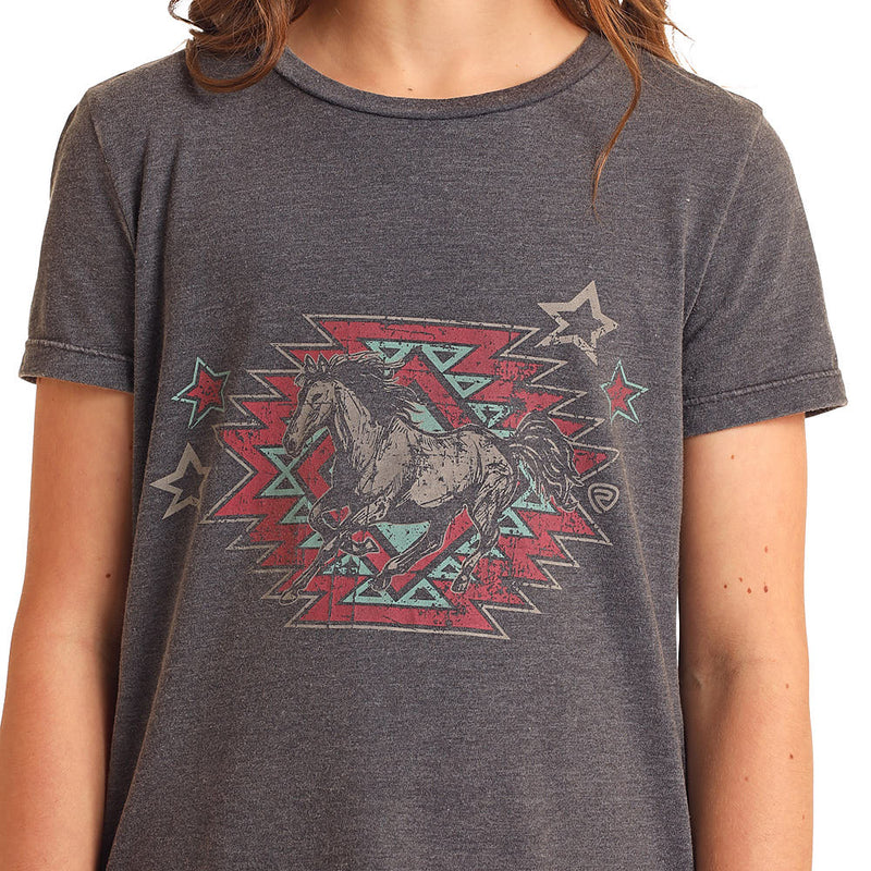 Rock & Roll Denim Girl's Aztec Bronc T-Shirt