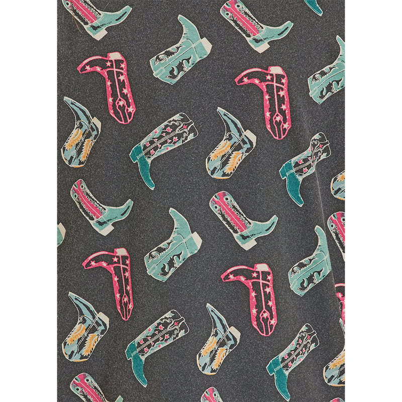 Rock & Roll Denim Girl's Black Boot Print Tee Shirt