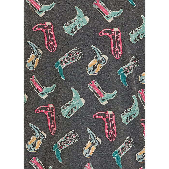 Rock & Roll Denim Girl's Black Boot Print Tee Shirt