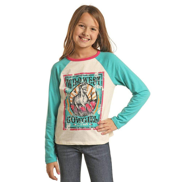 Rock & Roll Denim Girl's Wild West Cowgirl Club Graphic T-Shirt