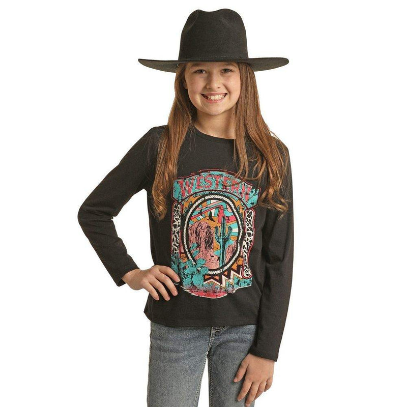 Rock & Roll Denim Girls Long Sleeve Graphic Tee