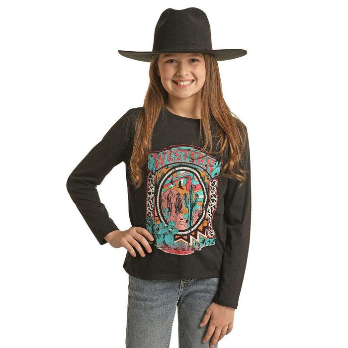 Rock & Roll Denim Girls Long Sleeve Graphic Tee
