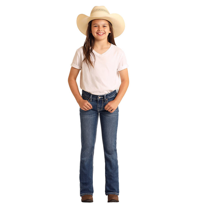 Rock & Roll Denim Girl's Star Embroidered Bootcut Jeans