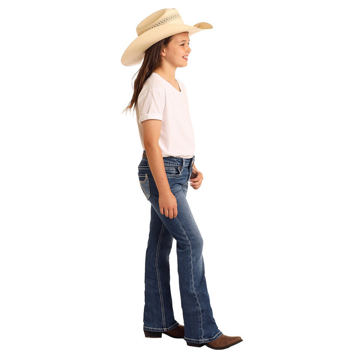 Rock & Roll Denim Girl's Star Embroidered Bootcut Jeans