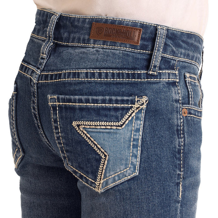 Rock & Roll Denim Girl's Star Embroidered Bootcut Jeans
