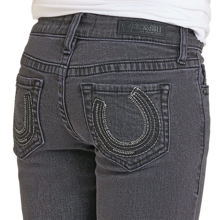 Rock & Roll Denim Girl's Black Horseshoe Pocket Jean