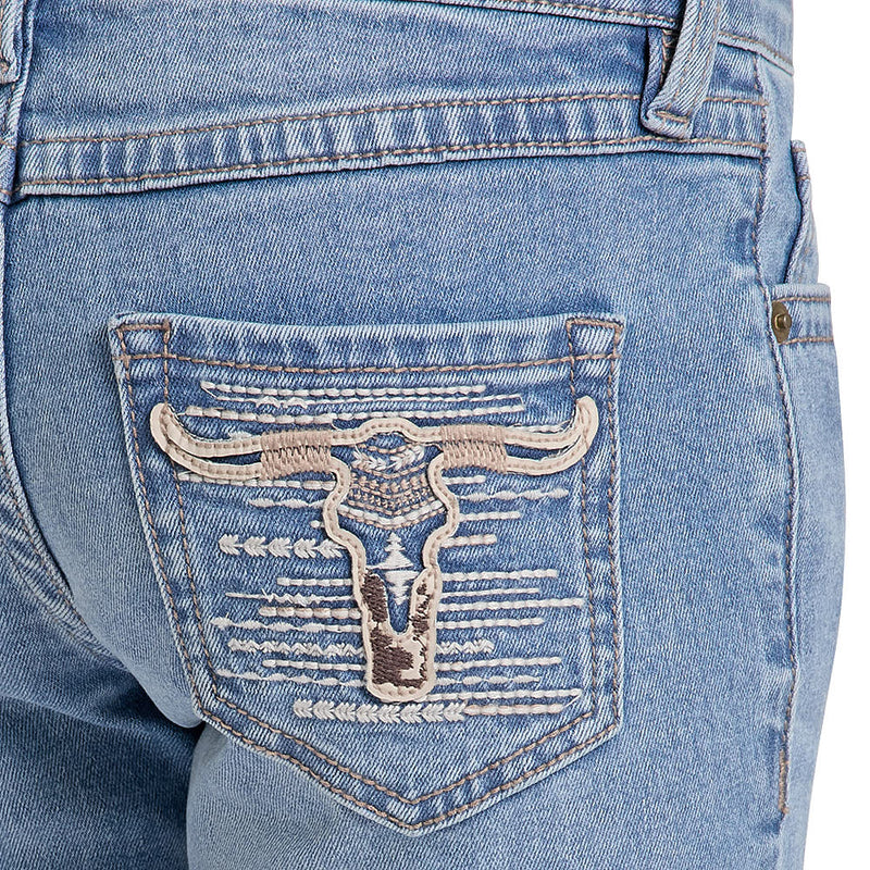 Rock & Roll Denim Girl's Steer Head Embroidered Jean
