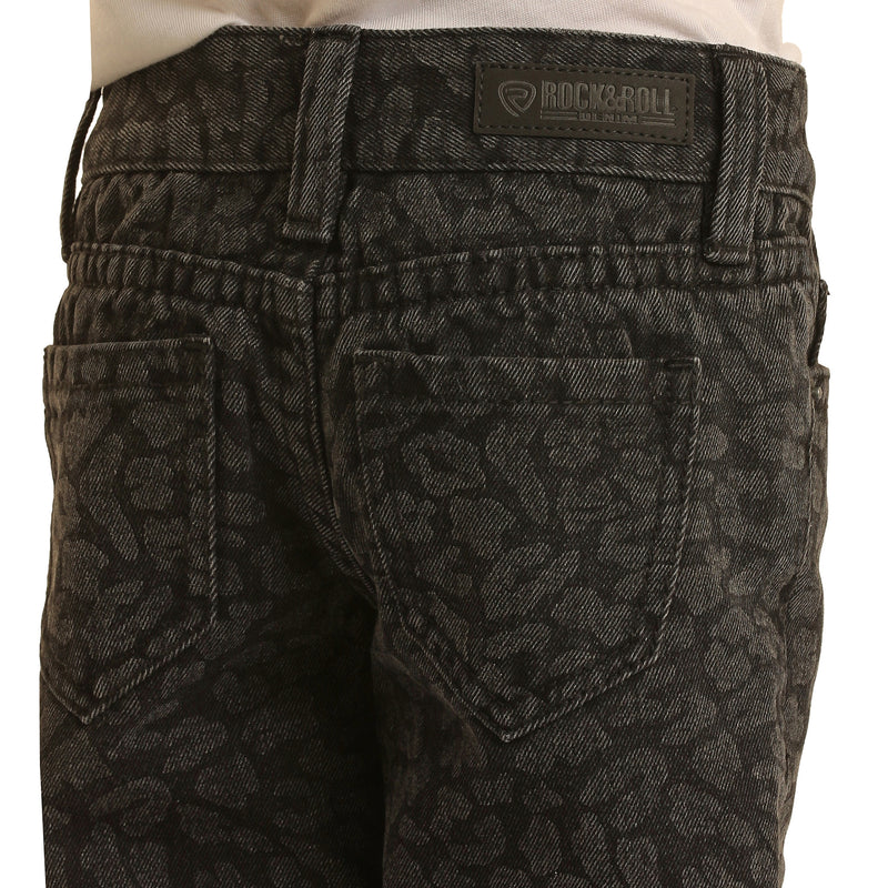 Rock & Roll Denim Girls Black Cheetah Trouser