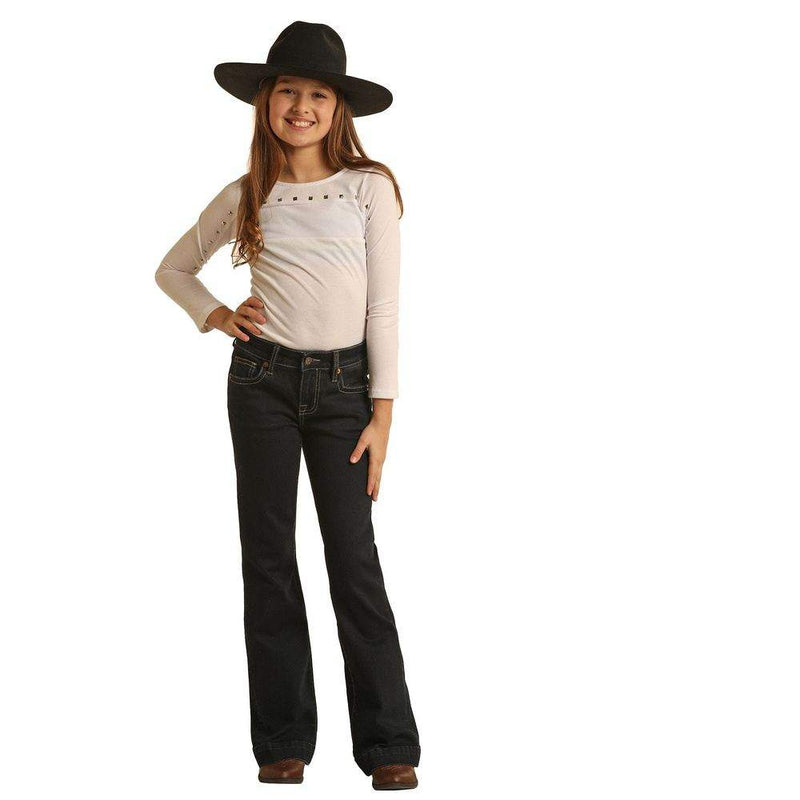 Rock & Roll Denim Girls Scallop Back Yoke Trouser