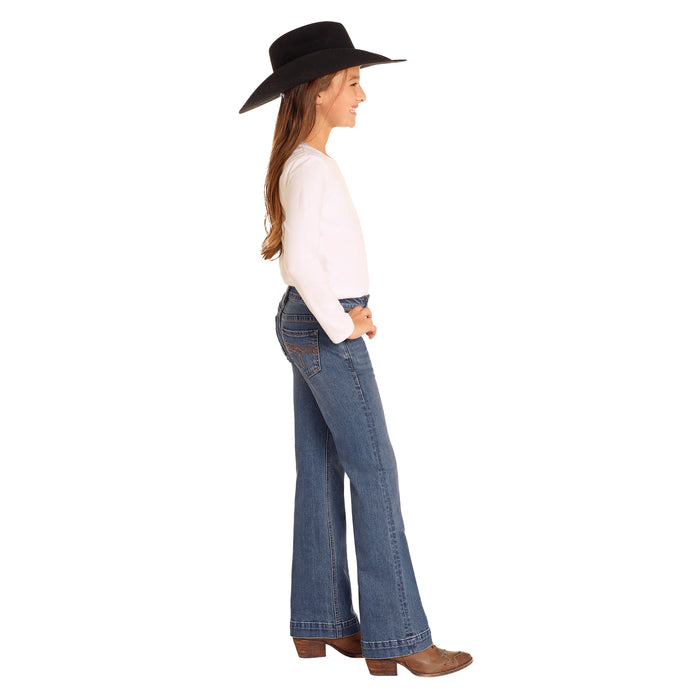 Rock & Roll Denim Girls Embroidered Pocket Trouser