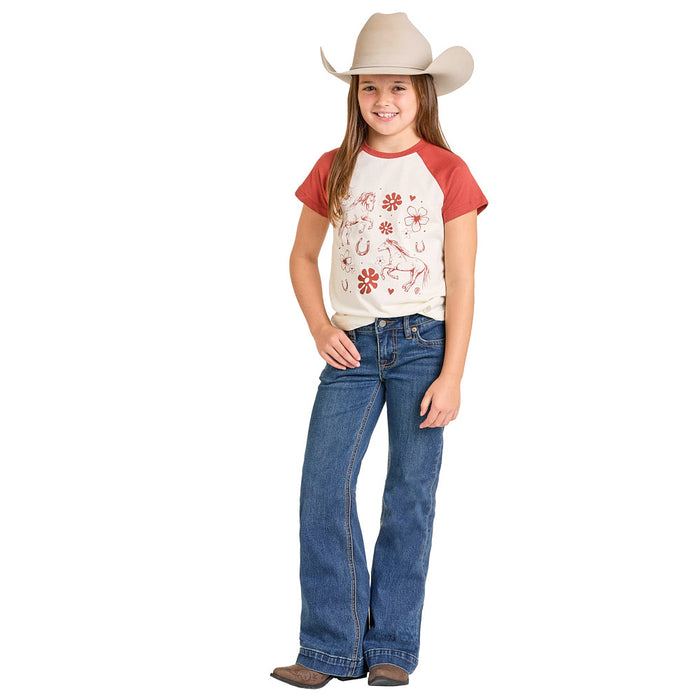 Rock & Roll Denim Girl's Embroidered Pocket Trouser Jeans