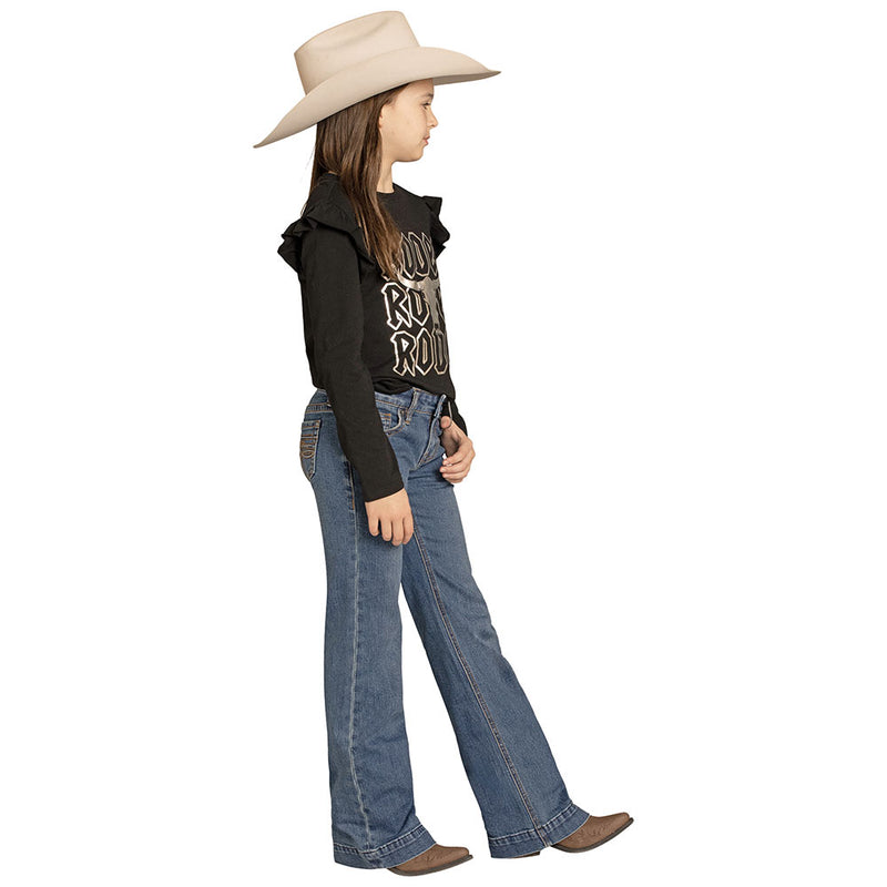 Rock & Roll Denim Girl's Embroidered Pocket Trouser