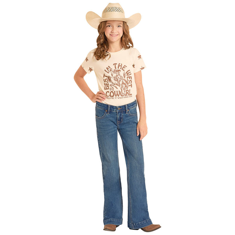 Rock & Roll Denim Girl's Stitched Welt Pocket Trousers