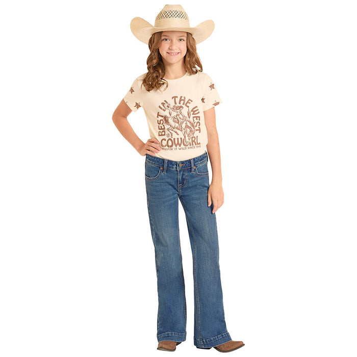Rock & Roll Denim Girl's Stitched Welt Pocket Trousers