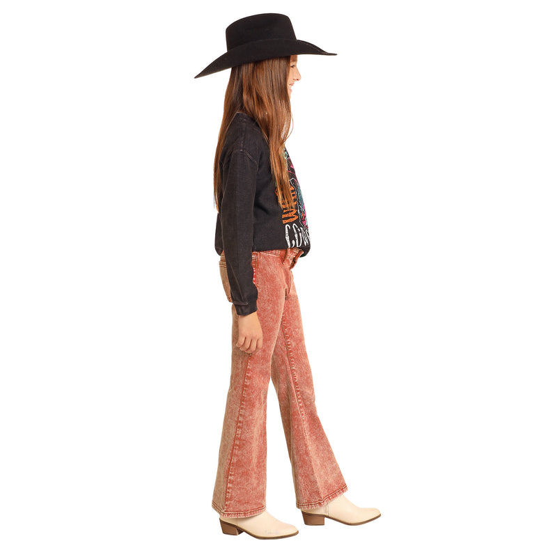 Rock & Roll Denim Girl's Rust Button Flare