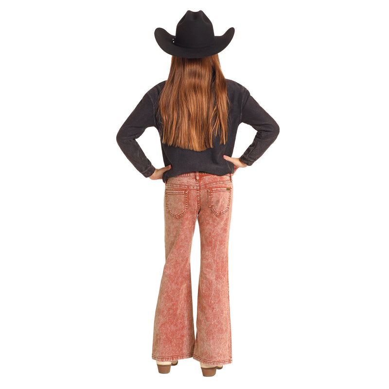 Rock & Roll Denim Girl's Rust Button Flare