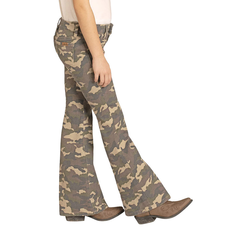 Rock & Roll Denim Girl's Green Camo Flare Jeans