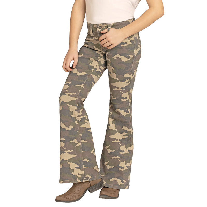 Rock & Roll Denim Girl's Green Camo Flare Jeans