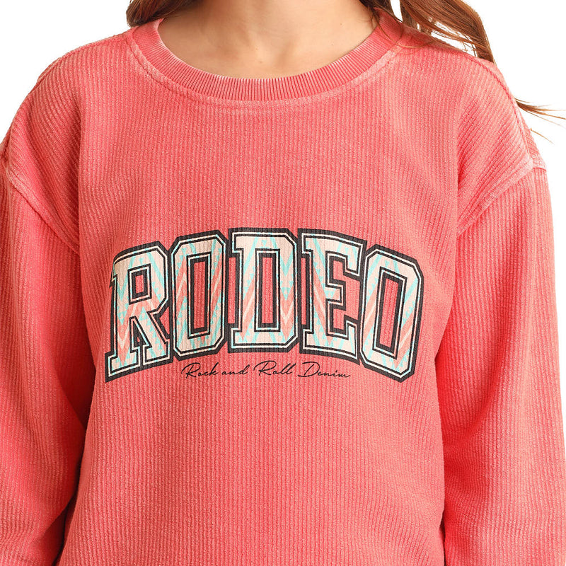 Rock & Roll Denim Girl's Coral Long Sleeve Rodeo Shirt