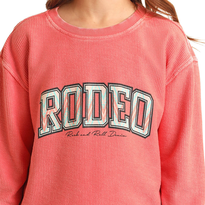 Rock & Roll Denim Girl's Coral Long Sleeve Rodeo Shirt