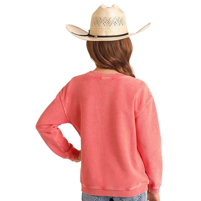 Rock & Roll Denim Girl's Coral Long Sleeve Rodeo Shirt